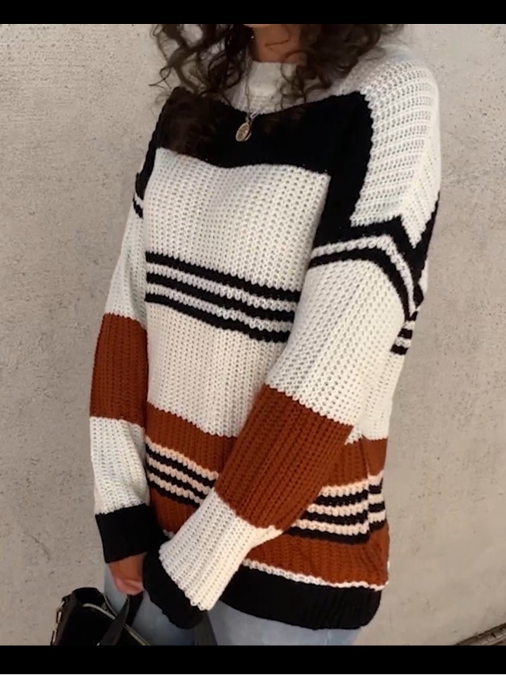 Women’s Long Sleeve Crew Neck Sweater - Picture 2 of 7